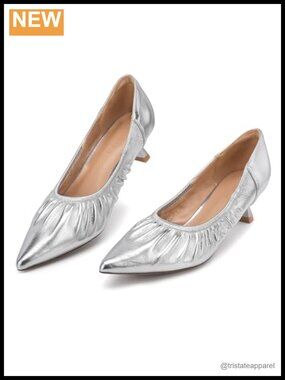Kitten Heel Pumps Wide Feet Pointed Toe Slip On Formal Wedding Shoes